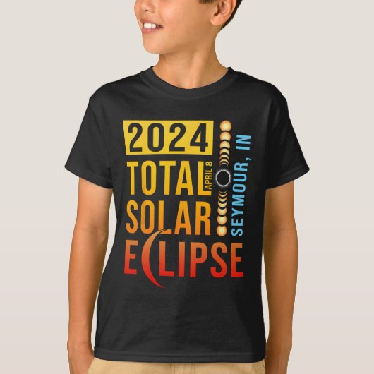 シーモア・インディアナ太陽のトータル日食2024 Tシャツ (正面)