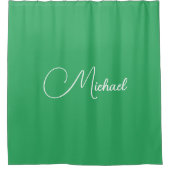 シーモダンエレガントグリーンテンプレート名前をカスタムする シャワーカーテン (正面)