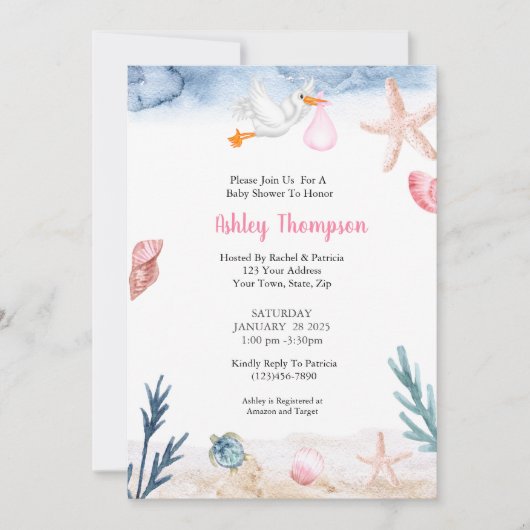 シーモダンストークピンクの下 招待状 (正面)