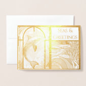 シーモダンズ航海の&グリーティングドルフィン 箔カード (封筒付き正面)