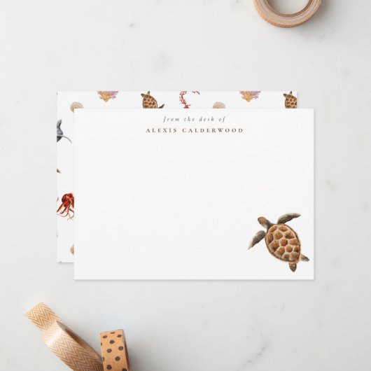 シーモダンタパーソナライズされたメ ノートカード (正面/裏面インサイチュ)