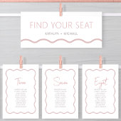 シーモダンティングチャートピンクの波状縁どカード 招待状