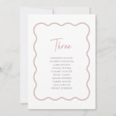 シーモダンティングチャートピンクの波状縁どカード 招待状 (正面)