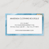 シーモダンブルーと金ゴールドグリッターミニマリストラグジュアリー 名刺 (裏面)