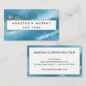 シーモダンブルーと金ゴールドグリッターミニマリストラグジュアリー 名刺 (正面/裏面)