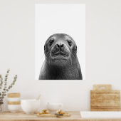 シーモダンライオンポートレート白黒 ポスター (キッチン)