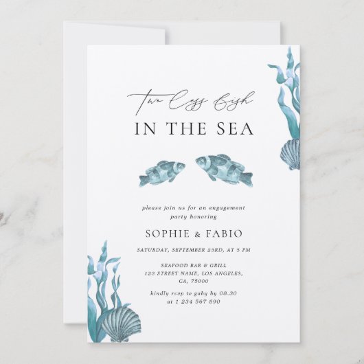 シーモノグラム婚約パーティの2つの小さな魚 招待状 (正面)