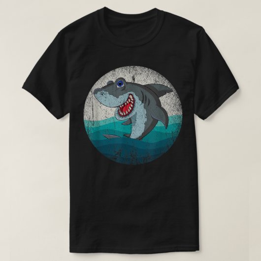 シーモンスターアカルリストギフト海動物レトロシャーク Tシャツ (デザイン正面)