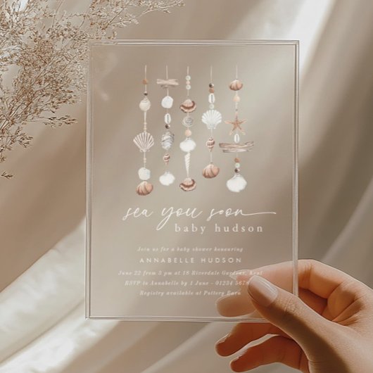 シーユーすぐにボホビーチベビーシャワー アクリル招待状