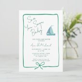 シーユーすぐに海ブルーボートボーイ赤ちゃんシャワー 招待状 (スタンド正面)