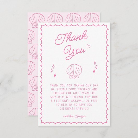 シーユー間もなく赤ちゃんシャワー沿岸サンキューカード サンキューカード (正面/裏面)