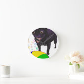 シーラのパグ-球愛 ラウンド壁時計 (ホーム)