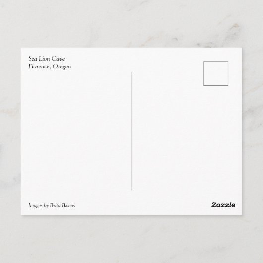 シーライオンの洞窟、または ポストカード (裏面)