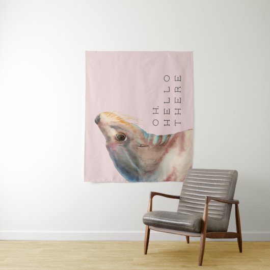 シーライオンイラストレーション |文字の追加おもしろい タペストリー (インサイチュ)