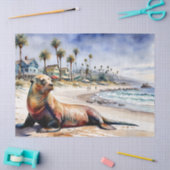 シーライオンオンザビーチ 薄葉紙 (クラフト)