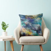 シーライオンズがティール（緑がかった色）水で泳ぐ クッション (椅子)