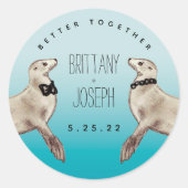 シーライオンズティール（緑がかった色）ブモダンルーズ結婚のクラシックラウンド ラウンドシール (正面)