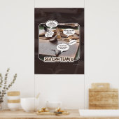 シーライオンチーム6おもしろい海ライフスローガン ポスター (キッチン)