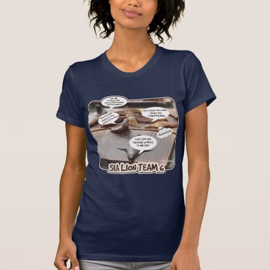 シーライオンチーム6おもしろい海ライフスローガン Tシャツ (正面)