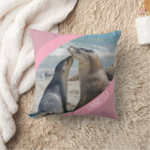 シーライオン&ベビーパップオーストラリア，かわいいピンク クッション (ブランケット)