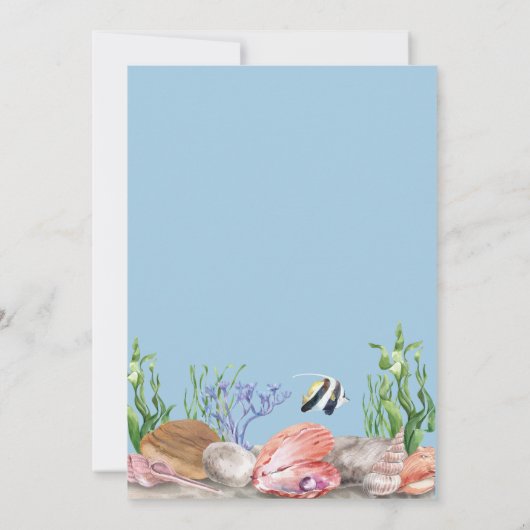 シーライフの下で青い赤ちゃんシャワー 招待状 (裏面)