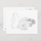 シーライフの大人の着色の郵便はがき ポストカード (正面/裏面)