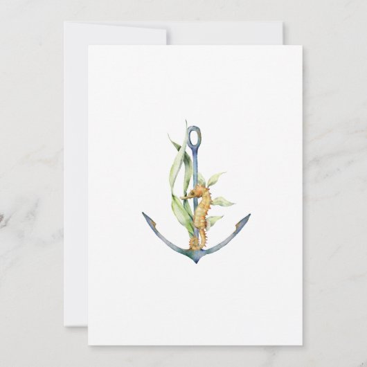 シーライフウォーターカラーコーストテーマブライダルルンチョン 招待状 (裏面)