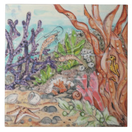 シーライフエビ海馬サンゴ海壁画Pc.#9 タイル