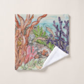 シーライフカニタコシェルサンゴ海ビーチ バスタオルセット (ウォッシュタオル)