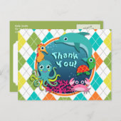 シーライフカラフルオンアーガイル;ベビーシャワー ポストカード (正面/裏面)