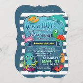 シーライフカラフルボーイ赤ちゃんシャワー招待状 招待状 (正面/裏面)