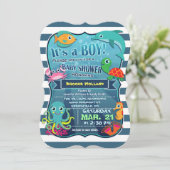 シーライフカラフルボーイ赤ちゃんシャワー招待状 招待状 (スタンド正面)