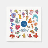 シーライフキャラクター スタンダードカクテルナプキン (正面)