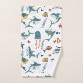 シーライフシャークダンスモノグラム バスタオルセット (ハンドタオル)