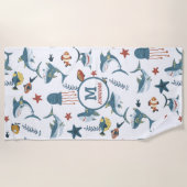 シーライフシャークダンスモノグラム ビーチタオル (正面)