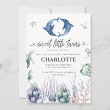 シーライフツインズベビーシャワー招待状