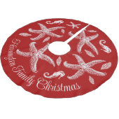 シーライフデザインレッドトロピカルファミリークリスマス ブラッシュドポリエステルツリースカート (アングル)