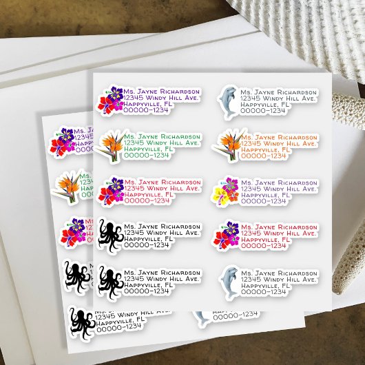 シーライフフラワーシェイプ差出人住所シール シール