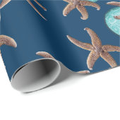 シーライフ熱帯パターン海軍ブルークリスマス ラッピングペーパー (ロールコーナー)