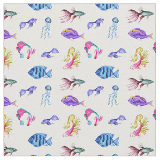シーライフ生地，海，魚，タコ ファブリック