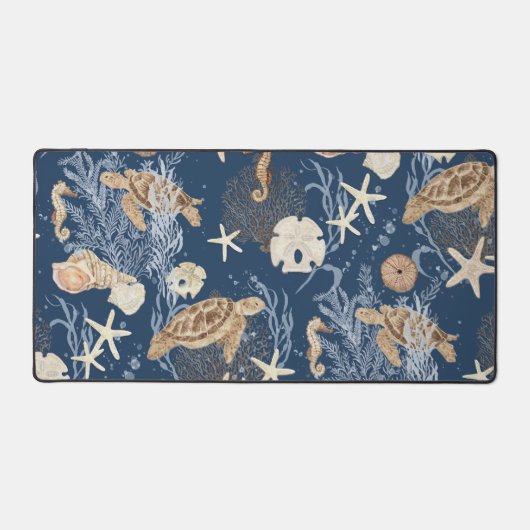 シーライフ航海の海タートルシーホースシェルネイビー デスクマット (正面)