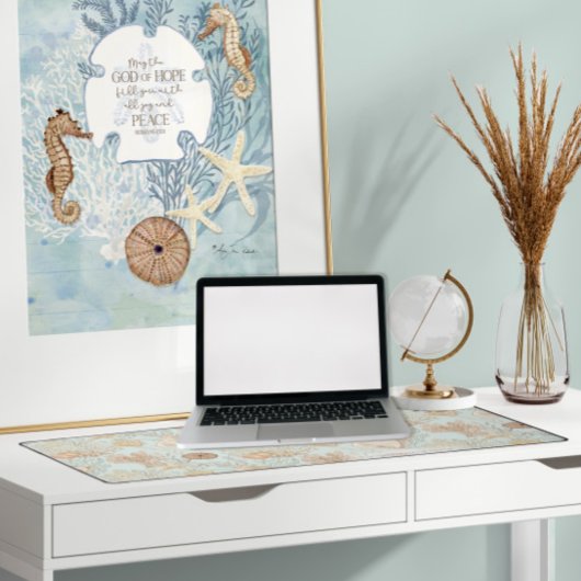 シーライフ航海の海タートルシーホースシェルネイビー デスクマット