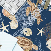 シーライフ航海の海タートルシーホースシェルネイビー デスクマット