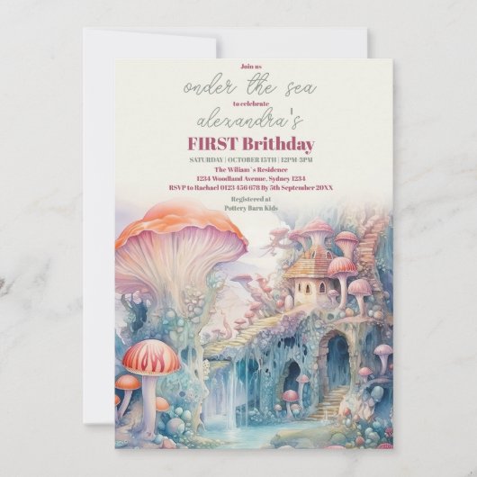 シーライフ誕生日パーティーの下で 招待状 (正面)