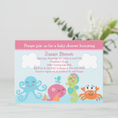 シーライフ/ガールベビーシャワー招待状 招待状 (スタンド正面)