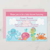 シーライフ/ガールベビーシャワー招待状 招待状 (正面/裏面)