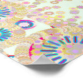 「シーライフ」、ピンク、サンゴ、ブルー ポスター (角)