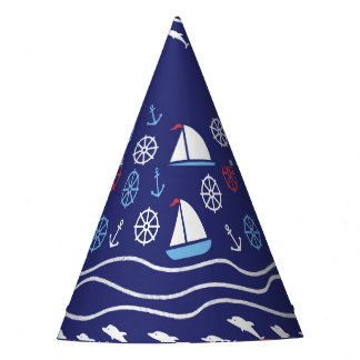 シーライフ：ヴィンテージのシームレスなパターン パーティーハット