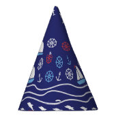 シーライフ：ヴィンテージのシームレスなパターン パーティーハット (右)