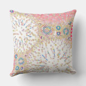 "シーライフ"抽象芸術プリント – 白と珊瑚 クッション (裏面)